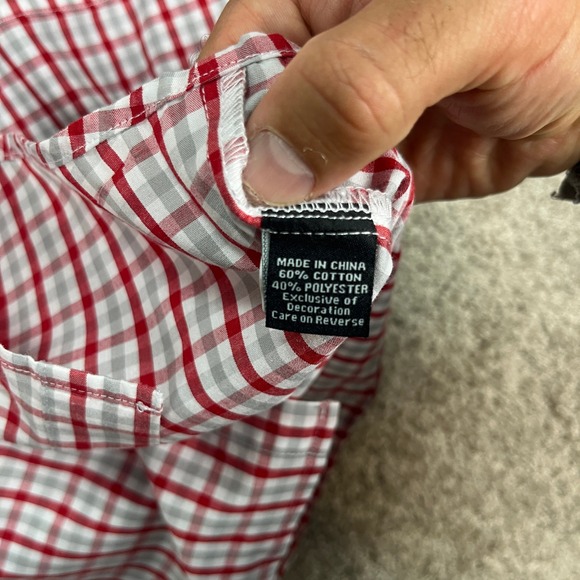 Ohio State Buckeyes Shirt Mens Small Red Gray Plaid Button Down NCAA OSU - Picture 5 of 9